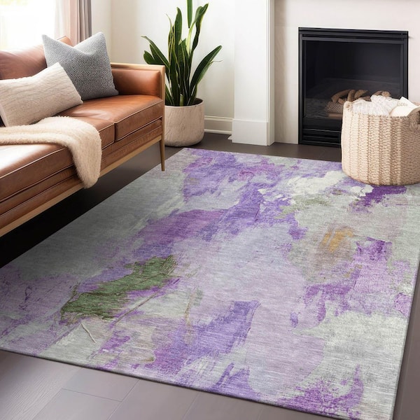 Chantille Machine Washable Indoor/Outdoor Abstract ACN1914 Purple 3 ft. x 4 ft. Area Rug