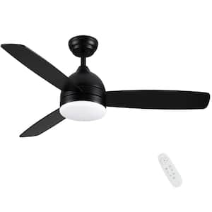 Chemical 48 in. Modern Indoor Matte Black Smart Ceiling Fan with Integrated LED, DC Motor and Reversible Plywood Blades