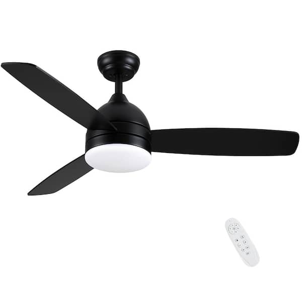 Unbranded Chemical 48 in. Modern Indoor Matte Black Smart Ceiling Fan with Integrated LED, DC Motor and Reversible Plywood Blades
