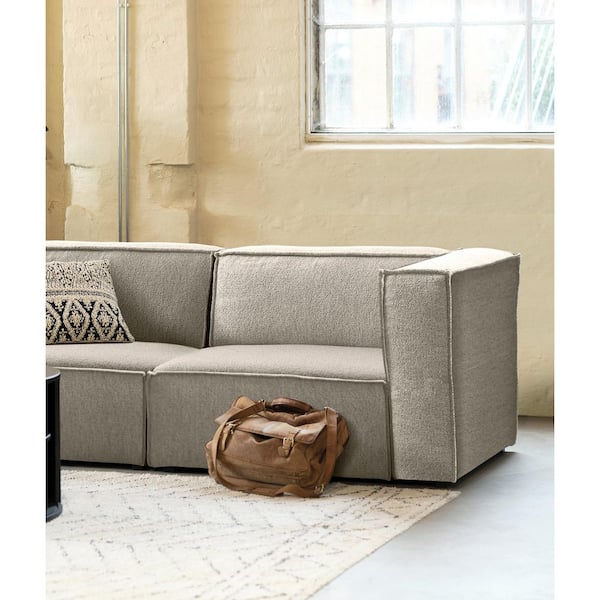 Nyhus Dockson Fabric Square End Right Occasional Chair in Taupe Boucle