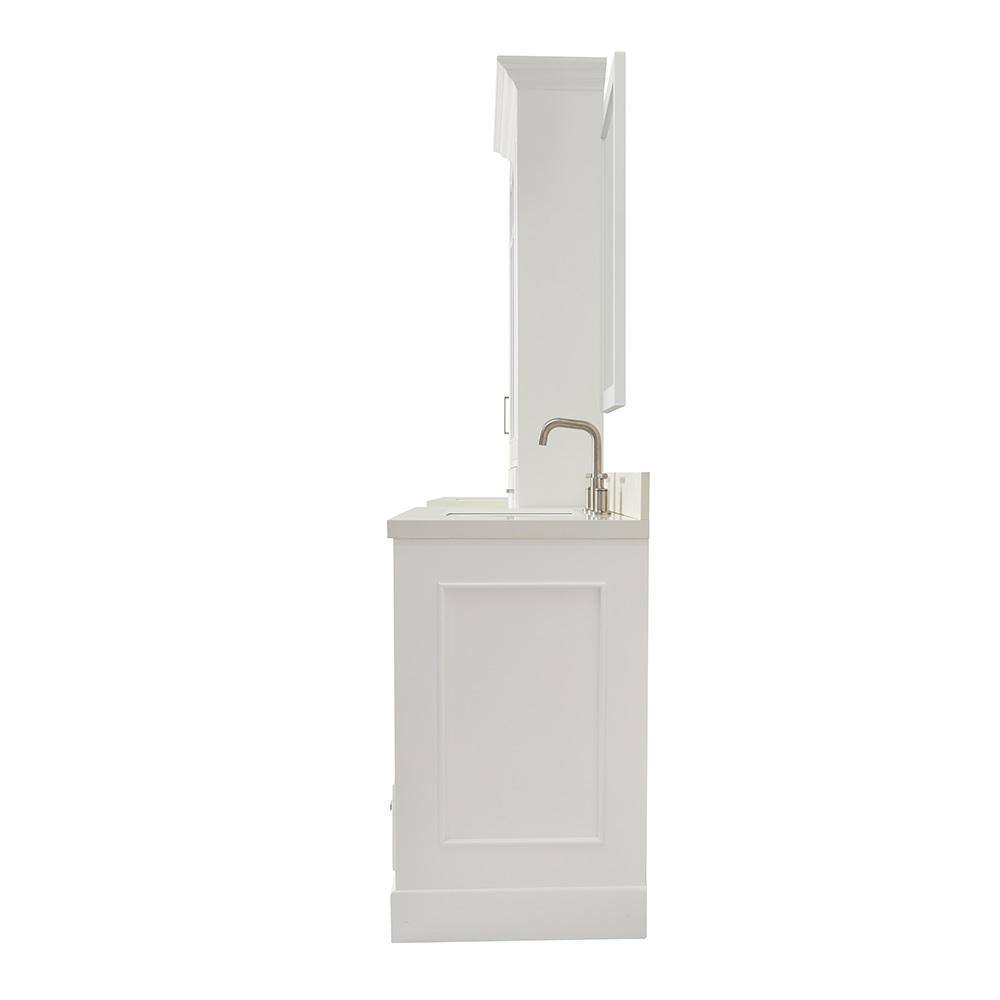 White Double Sink Vanity Set with Quartz Countertop and Mirrors