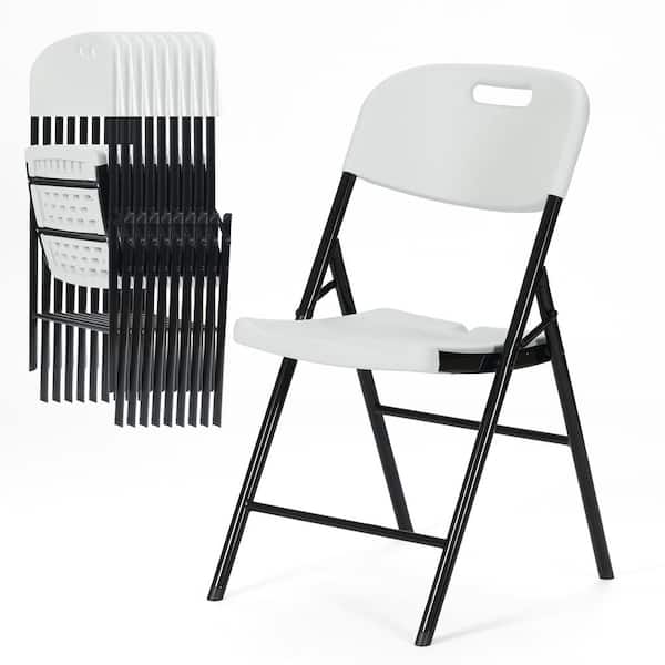 Jinseed Durable Sturdy Plastic Folding Chair 650lb Capacity for Event Office Wedding Party Picnic Kitchen Dining,White,Set of 10