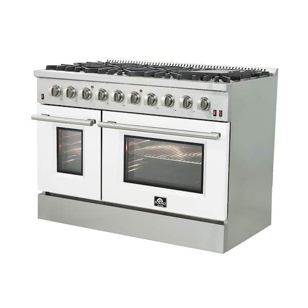 Thor Kitchen 48 in. 6.8 cu. ft. Double Oven Gas Range in Stainless Steel  with Griddle and 6-Burners LRG4807U - The Home Depot