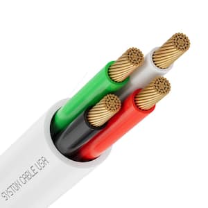 100 ft. 14/4 White Stranded Oxygen Free Copper In-Wall CL3R CMR FT4 Audio Loud Speaker Wire Indoor Outdoor UV Resistant