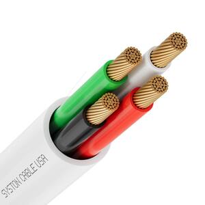 50 ft. 14/4 White Stranded Oxygen Free Copper In-Wall CL3R CMR FT4 Audio Loud Speaker Wire Indoor Outdoor UV Resistant