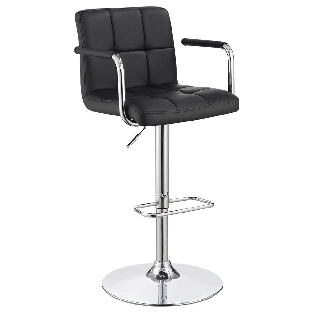 Adjustable Black Leatherette and Chrome Bar Stool