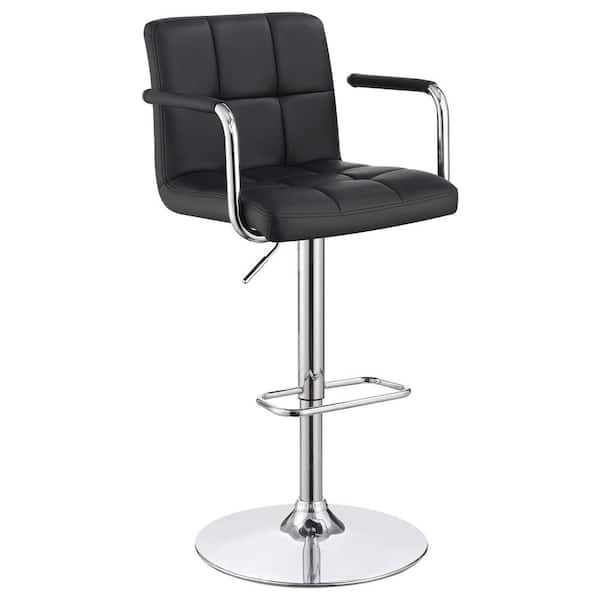Coaster Adjustable Upholstered Bar Stool Black and Chrome