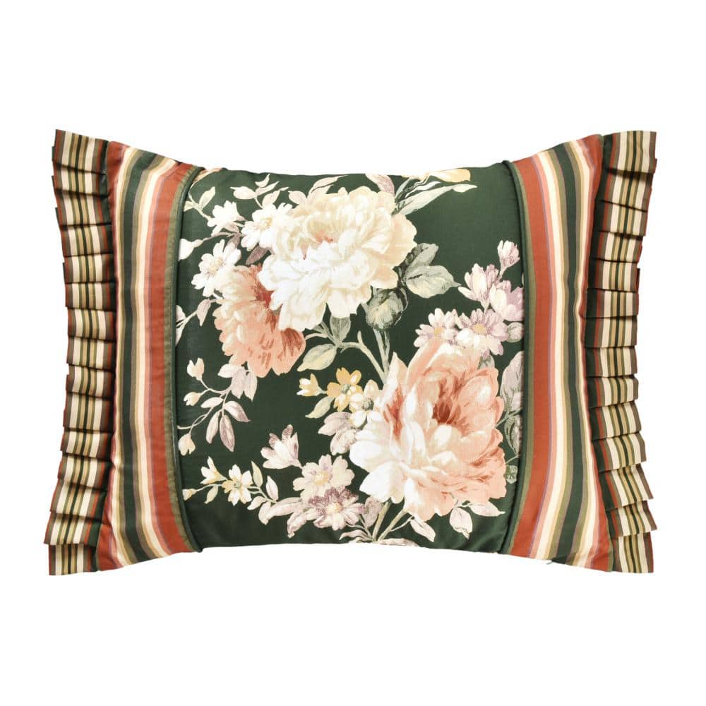 Brianna Forest Cotton Floral Boudoir Decorative Throw Pillow 15 In. L X 20 