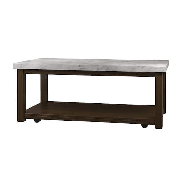 JAYDEN CREATION Noemi 48 in. White Rectangle Wood Coffee Table with Solid Wood Legs