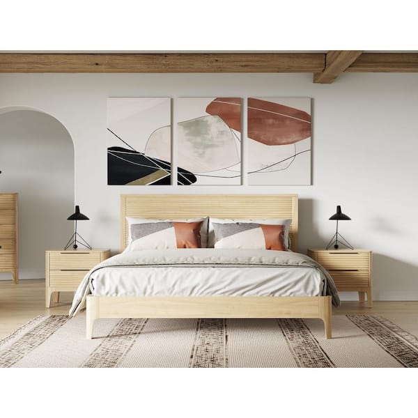 Seattle Modern Beige Wood Frame King Platform Bed