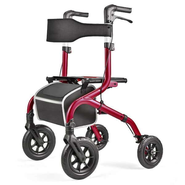Anqtovp Foldable Rollator Walker All-Terrain 10 in. Front and 8