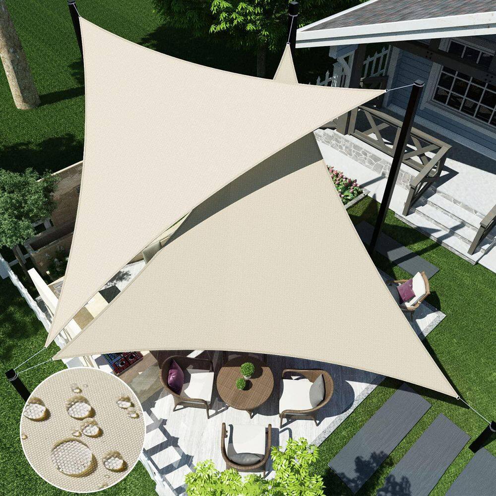 16 ft. x 16 ft. x 16 ft. Waterproof Sun Shade Sail Triangle Canopy Cover UV Blockage for Outdoor Patio Garden(Beige) price history on PriceWatchPro
