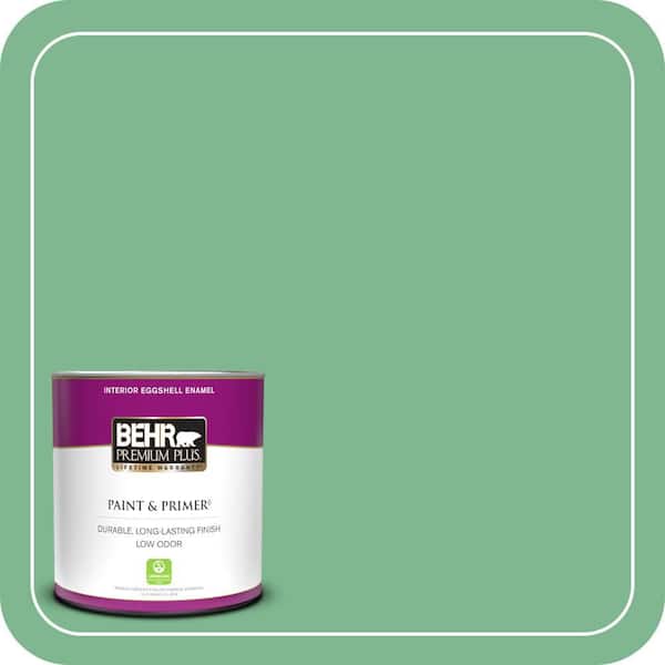 BEHR PREMIUM PLUS 1 qt. #BIC-40 Veiled Chameleon Eggshell Enamel Low Odor Interior Paint & Primer