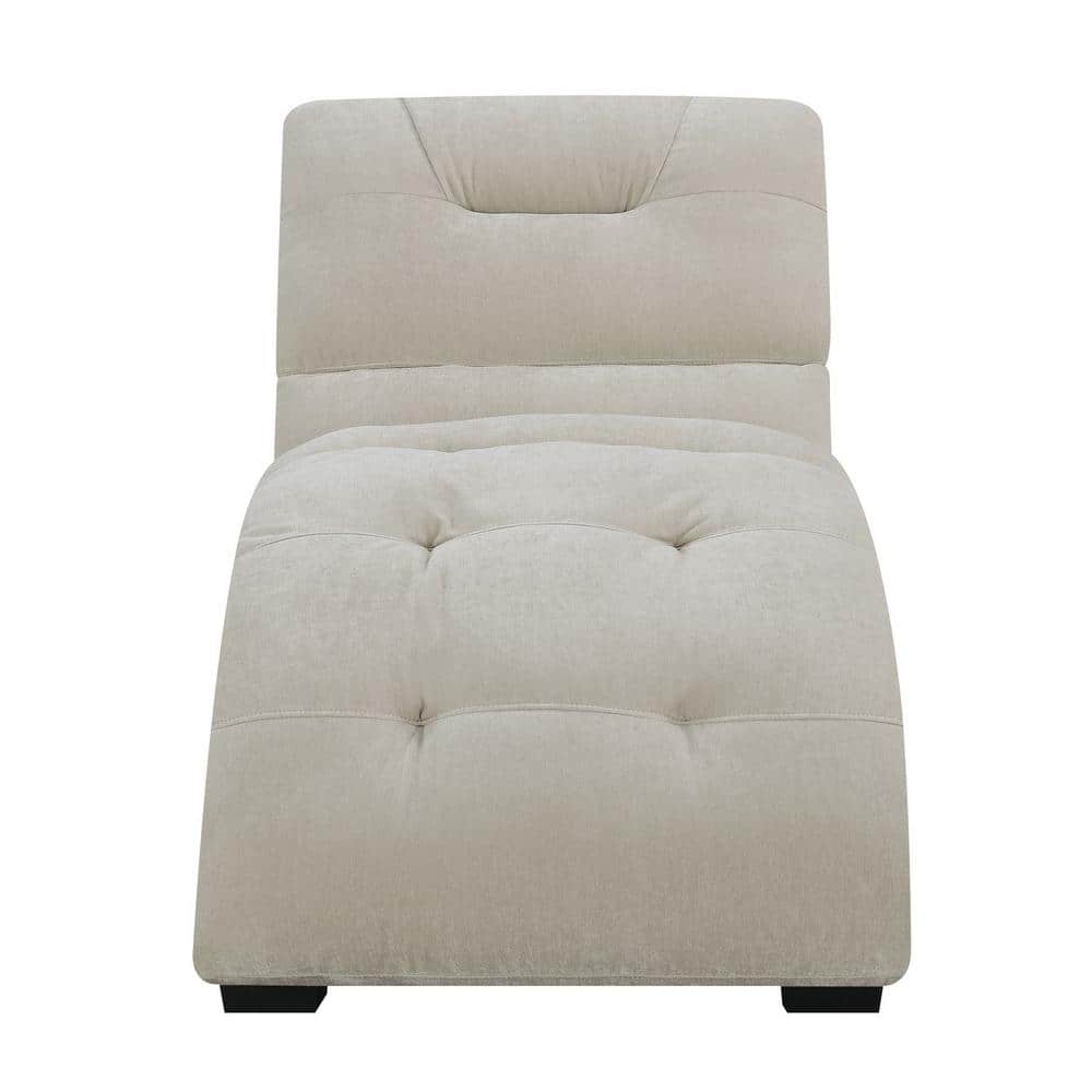 Beige Microfiber Square Tufted Chaise Lounge
