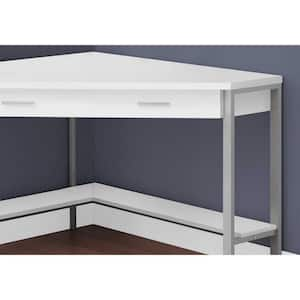 42 in. Corner White Metal 2-Drawer Computer Desks