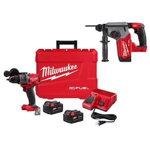 M18 FUEL 18V Lithium-Ion Brushless Cordless 1/2 in. Hammer Drill Driver Kit w/1 in. SDS-PLUS Rotary Hammer