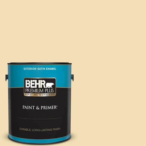 BEHR PREMIUM PLUS 1 gal. #PPU6-12 Calla Satin Enamel Exterior Paint & Primer