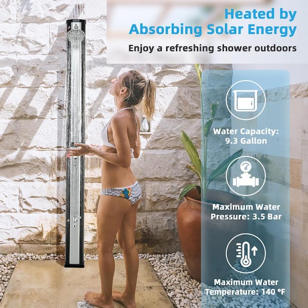 Costway 7.2 ft. 9.3 Gal. Solar Heated Shower with Adjustable Head