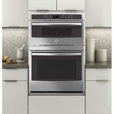 30 in. Double Electric Wall Oven with Built-In Microwave in Stainless Steel