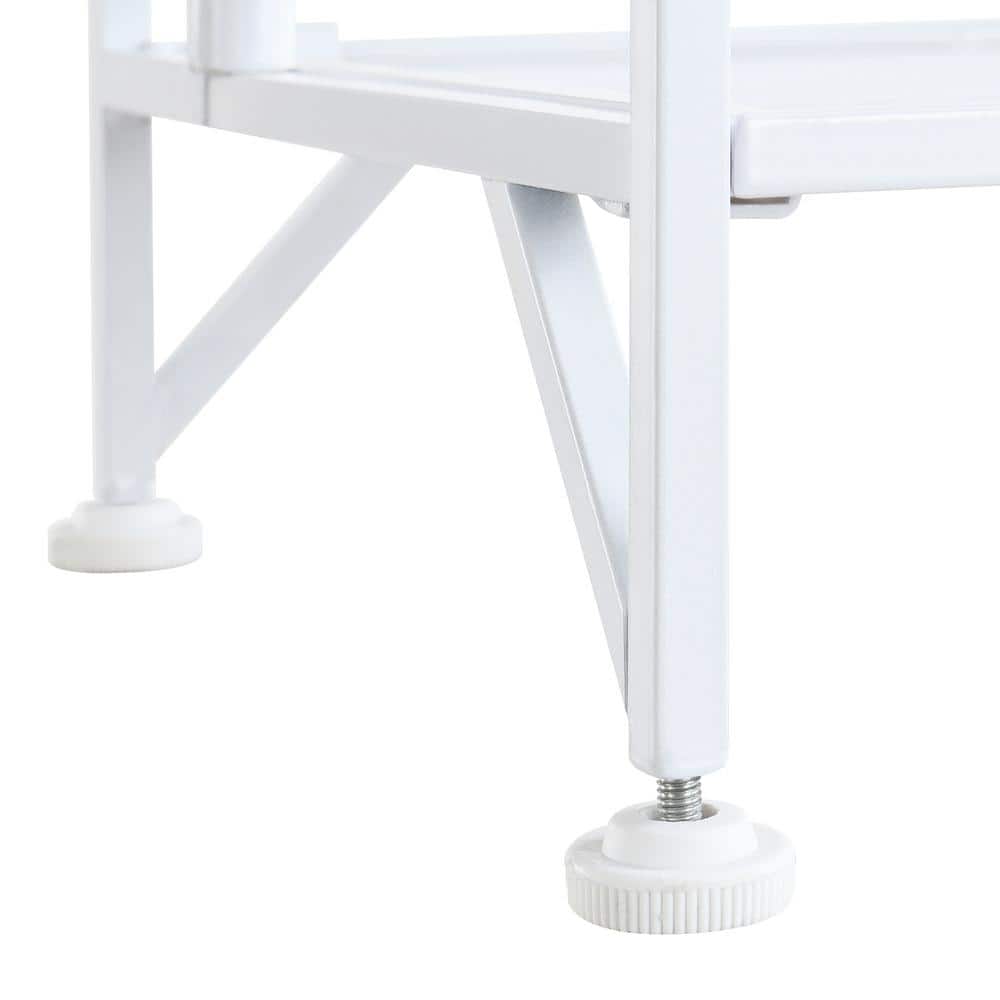 Adjustable White 4-Tier Foldable Metal Bookshelf