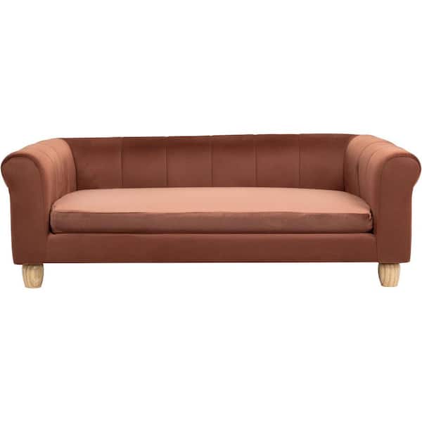 Critter Sitters 42 in. Medium Elegant Brown Faux-Velvet Rectangle Pet Bed for Medium and Large Dogs