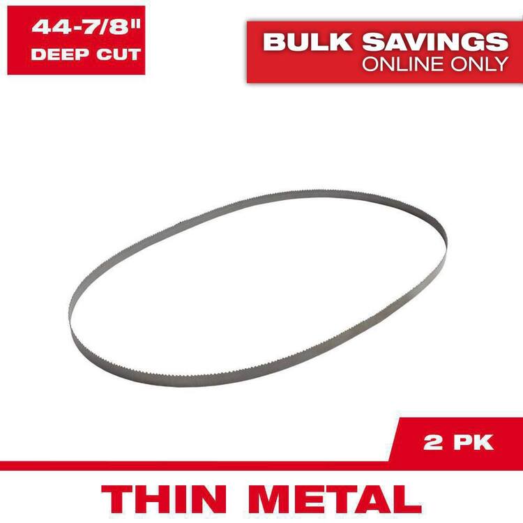 Milwaukee 44-7/8 in. 18 TPI Deep Cut Portable High Speed Steel Band Saw Blades (2-Pack) For M18 FUEL/Corded