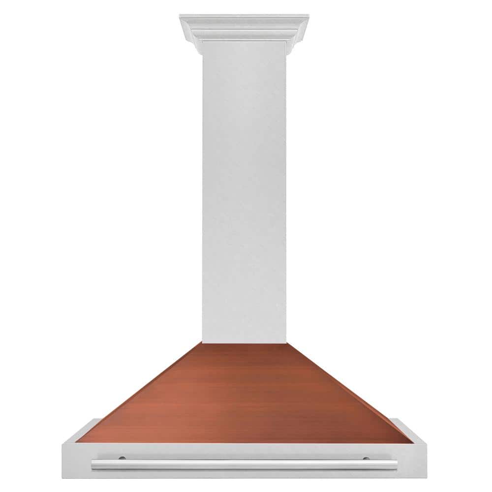 36 in. 400 CFM Convertible Wall Mount Range Hood in Fingerprint Resistant Stainless with Copper Shell and Steel Handle