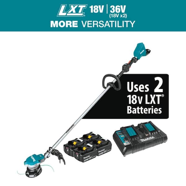 Makita LXT 18V X2 (36V) Lithium-Ion Brushless Cordless String Trimmer Kit with Four 5.0 Ah Batteries
