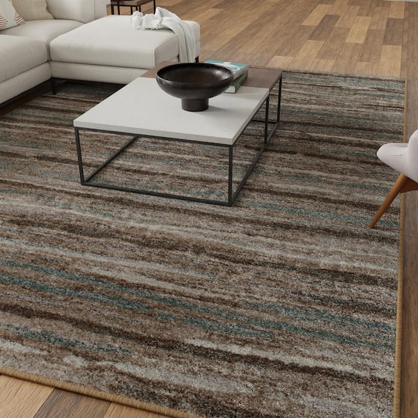 Home Decorators Collection Shoreline Brown Ivory 8 ft. x 10 ft. Striped Area Rug 1203PAM80HCM101