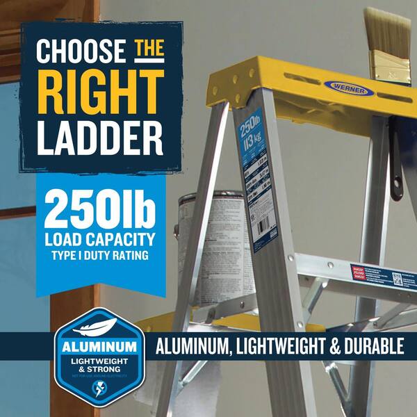 Louisville Ladder AS2104 4 ft. Aluminum Step Ladder Type I, 250 lbs. Load Capacity