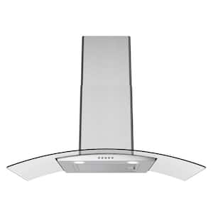 36 in. Borsari Ducted Wall Mount Range Hood in Brushed Stainless Steel with Baffle Filters,Push Button Control,LED Light