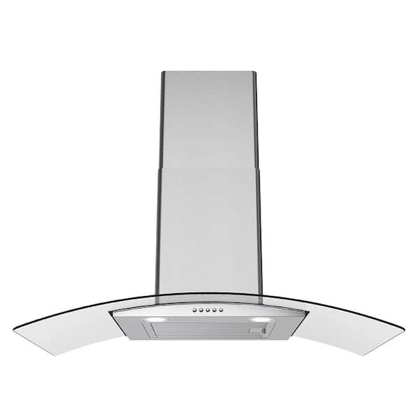 Streamline 36 in. Borsari Ducted Wall Mount Range Hood in Brushed Stainless Steel with Baffle Filters,Push Button Control,LED Light