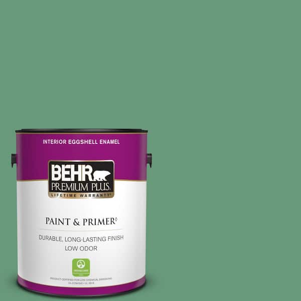 BEHR PREMIUM PLUS 1 gal. #470D-5 Herbal Eggshell Enamel Low Odor Interior Paint & Primer