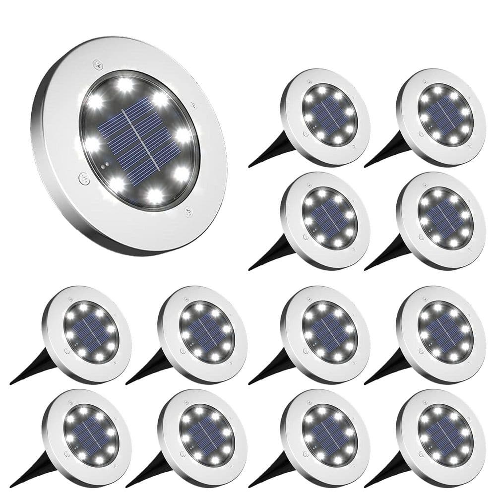 12-Pack Solar Garden Lights for Outdoor Use, Cold White