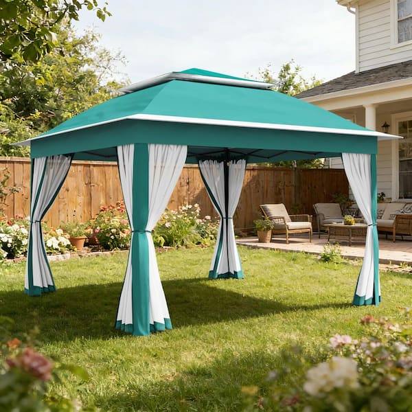 PremDwell 11 ft. x 11 ft. Teal Green Instant Canopy Pop Up Tent
