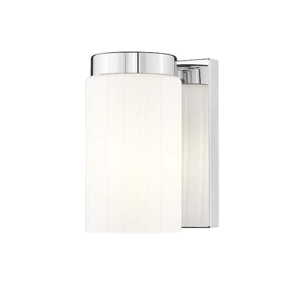 Burk 1-Light Chrome Wall Sconce with Gloss Opal Glass Shade
