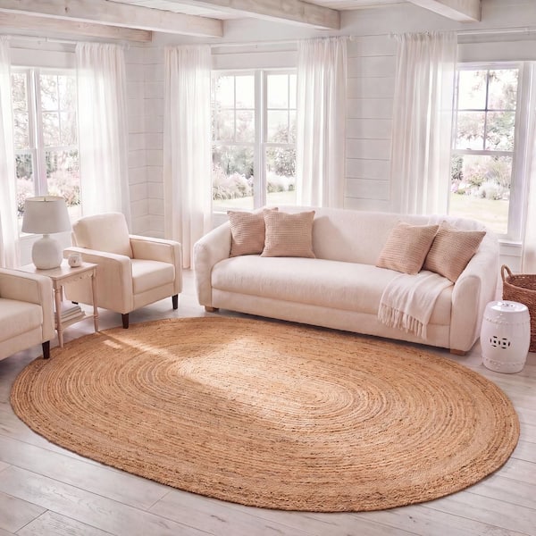 Cape Cod Natural 5 ft. x 8 ft. Oval Solid Area Rug
