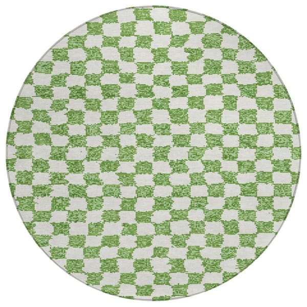 Chantille Machine Washable Indoor/Outdoor Abstract ACN1958 Green 8 ft. x 8 ft. Round Rug