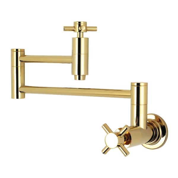 Kingston Brass Concord Wall-Mounted Potfiller Cross Handle in Polished Brass