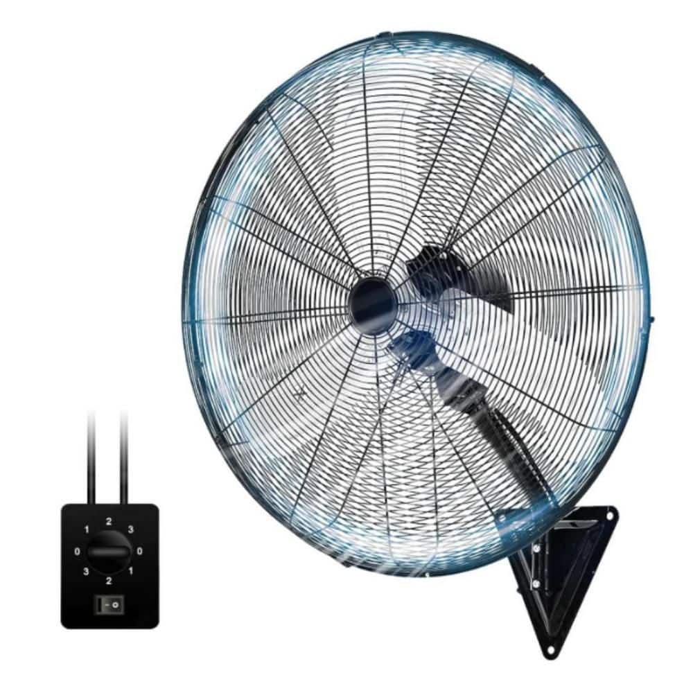 25 in. 8000 CFM Oscillating, 3-Speed Indoor/Outdoor Wall Mount Fan in Black for Garage, Home & Warehouse, FCC & UL price history on PriceWatchPro