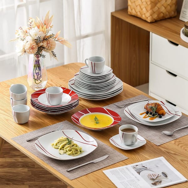 vancasso 30-Piece White Porcelain Dinnerware Set (Service for