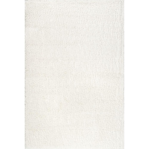 Marleen Contemporary Shag Off White 110 ft. x 144 ft. Area Rug