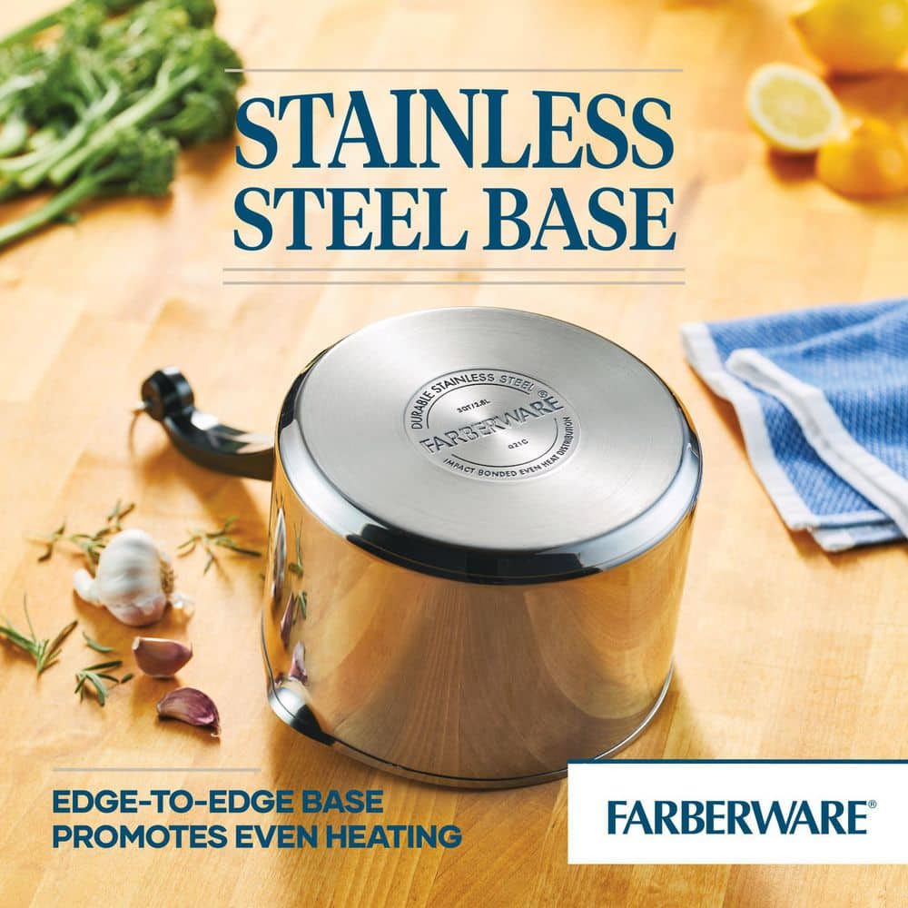 Farberware 3-Quart Stainless Steel Straining Saucepan with Lid
