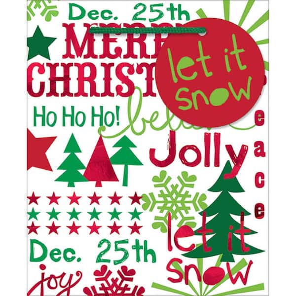 Amscan 5.5 in. x 4.5 in. x 2.625 in. Contemporary Christmas Sayings Bags (24-Pack)