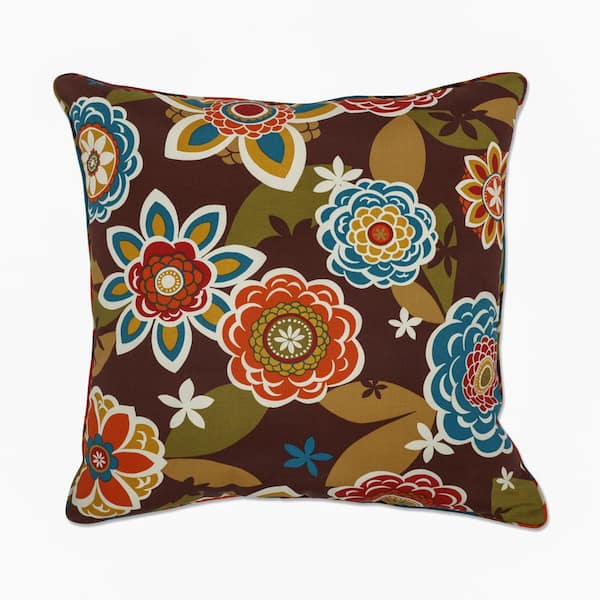 Pillow Perfect Stripe Brown Square Outdoor Square Throw Pillow
