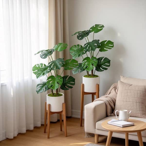 2-Piece 30 in. Realistic Artificial Monstera Deliciosa Tree with