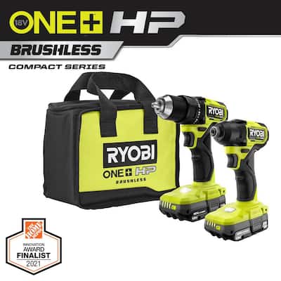 ONE+ HP 18V Brushless Cordless Compact 1/2 in. Drill and Impact Driver Kit with (2) 1.5 Ah Batteries, Charger and Bag