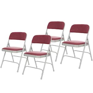 Bernadine Dining Folding Chair with Fabric Seat, Burgundy (Pack of 4)