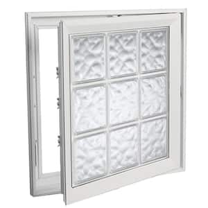 21 in. x 21 in. Right-Hand Acrylic Block Casement Vinyl Window with White Interior and Exterior