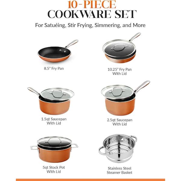 Gotham Steel - 10-Piece Cookware Set - Copper